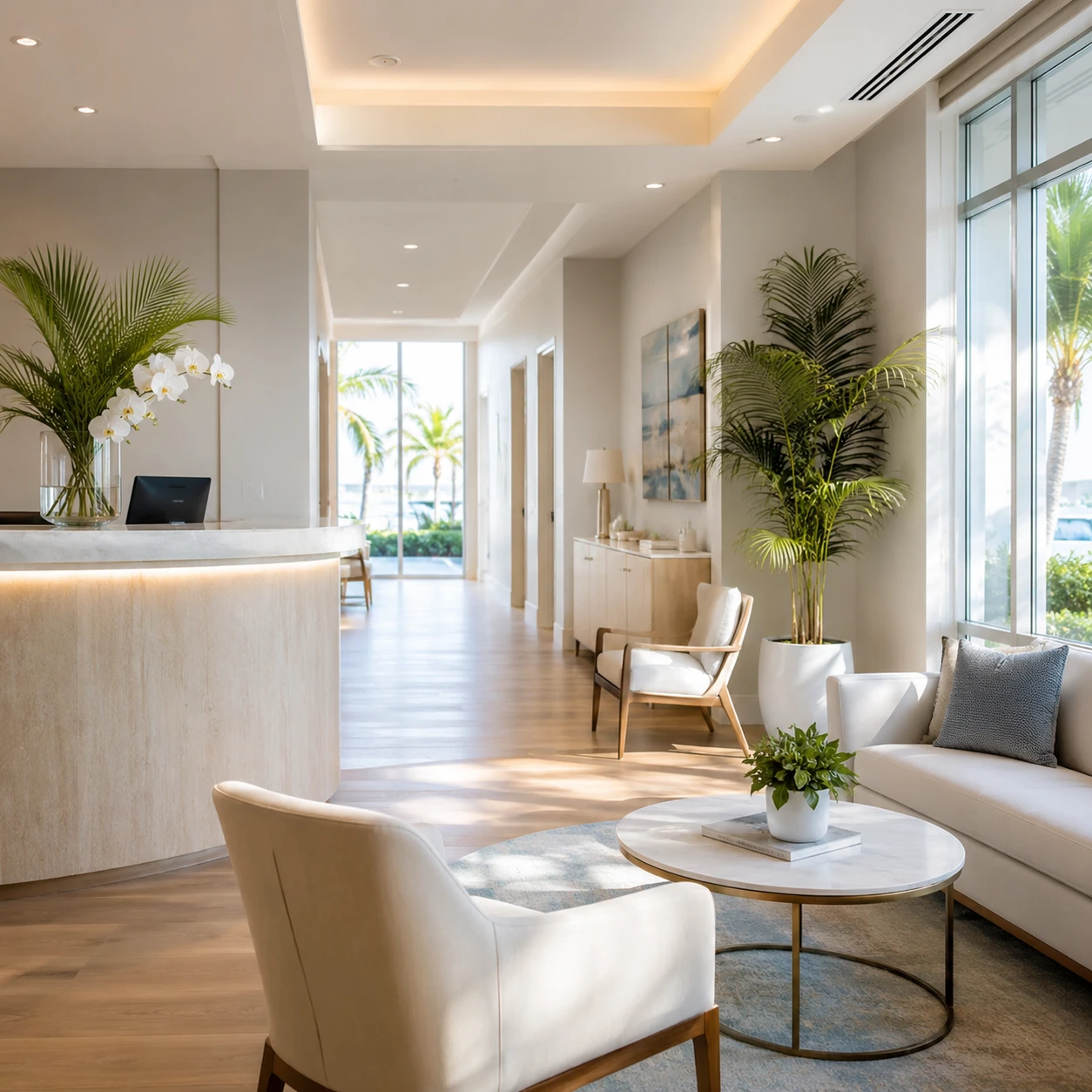 Bright, welcoming reception and waiting area